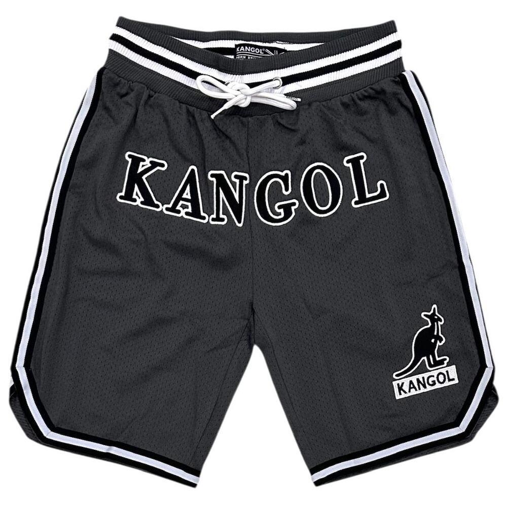 Kangol Men's Game Day Embroidered Logo Mesh Basketball Shorts in Dark Grey